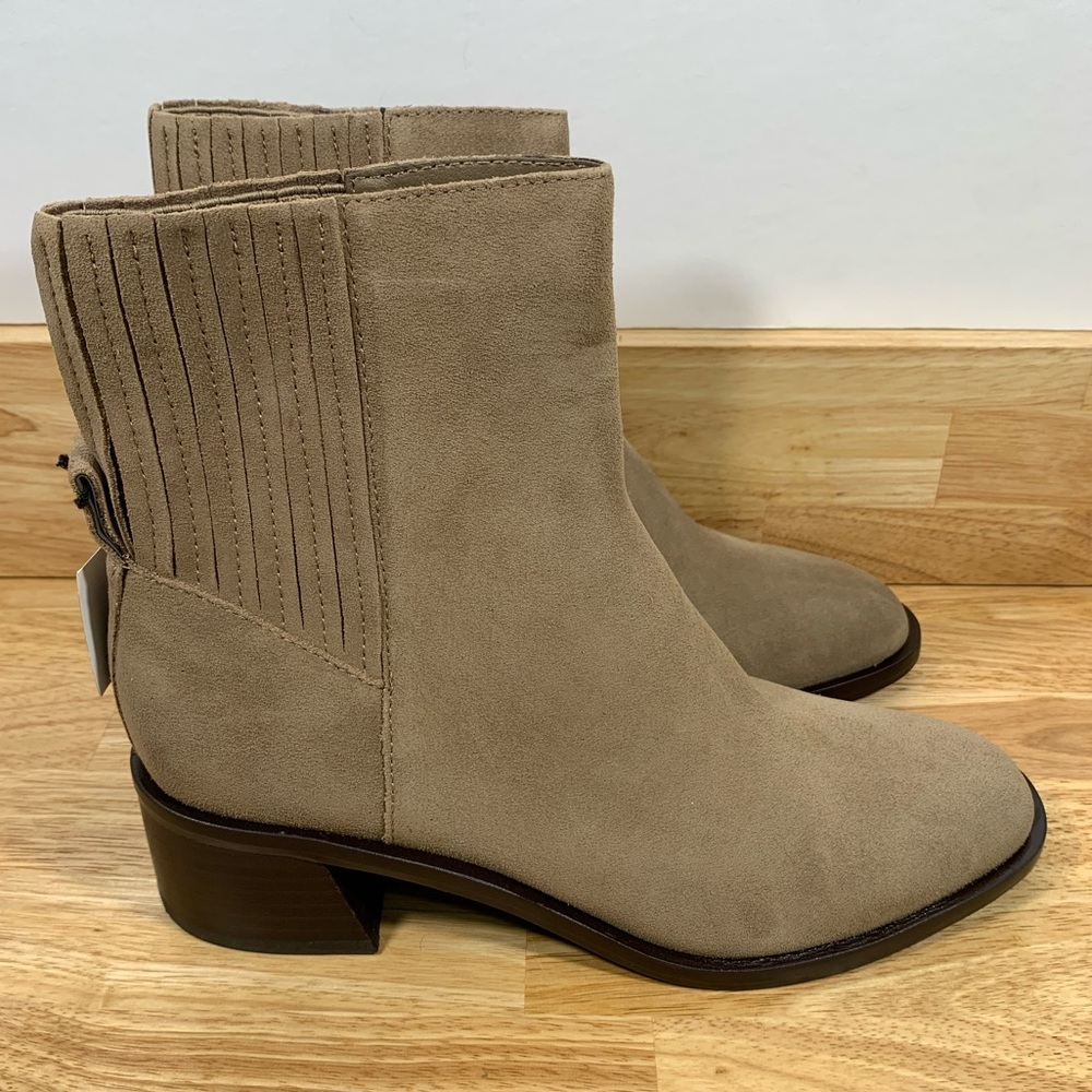 NEW Dolce‎ Vita 7.5  Suede Linny H20 Heeled Bootie Tan Slip On 100% Waterproof